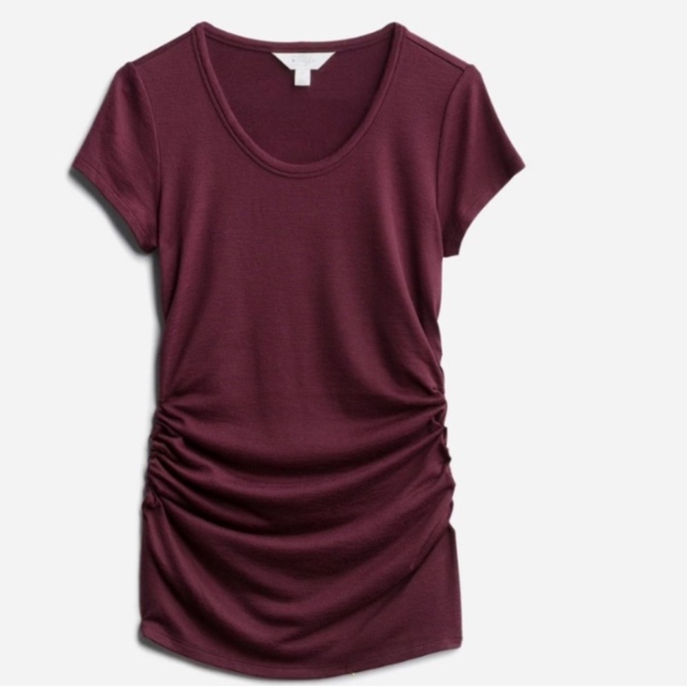 Market & Spruce Maternity burgundy top with scoop neck & ruching on sides XL NWT